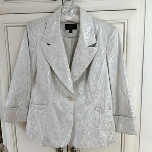White and silver brocade jacket size 10.